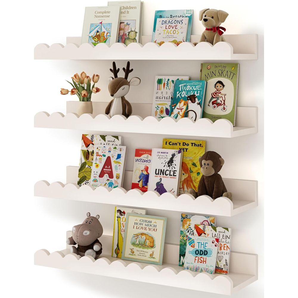 Baby Nursery Bookshelf - 4 sztuki białych półek wiszących, półki