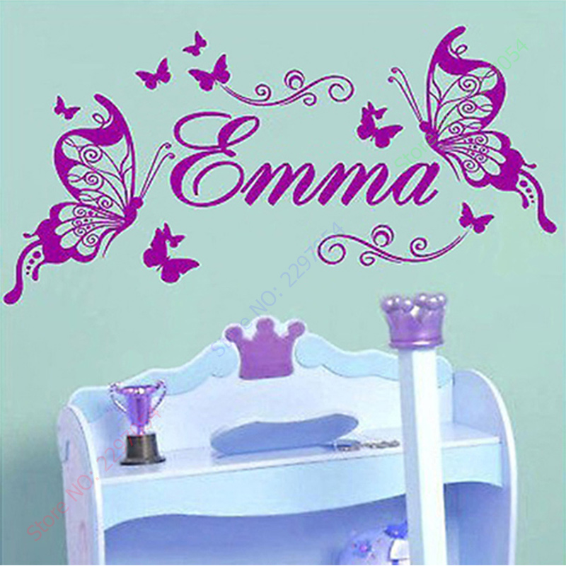 Baby Nursery Murals - Nowe motyle spersonalizowana nazwa Vinyl Butterfly