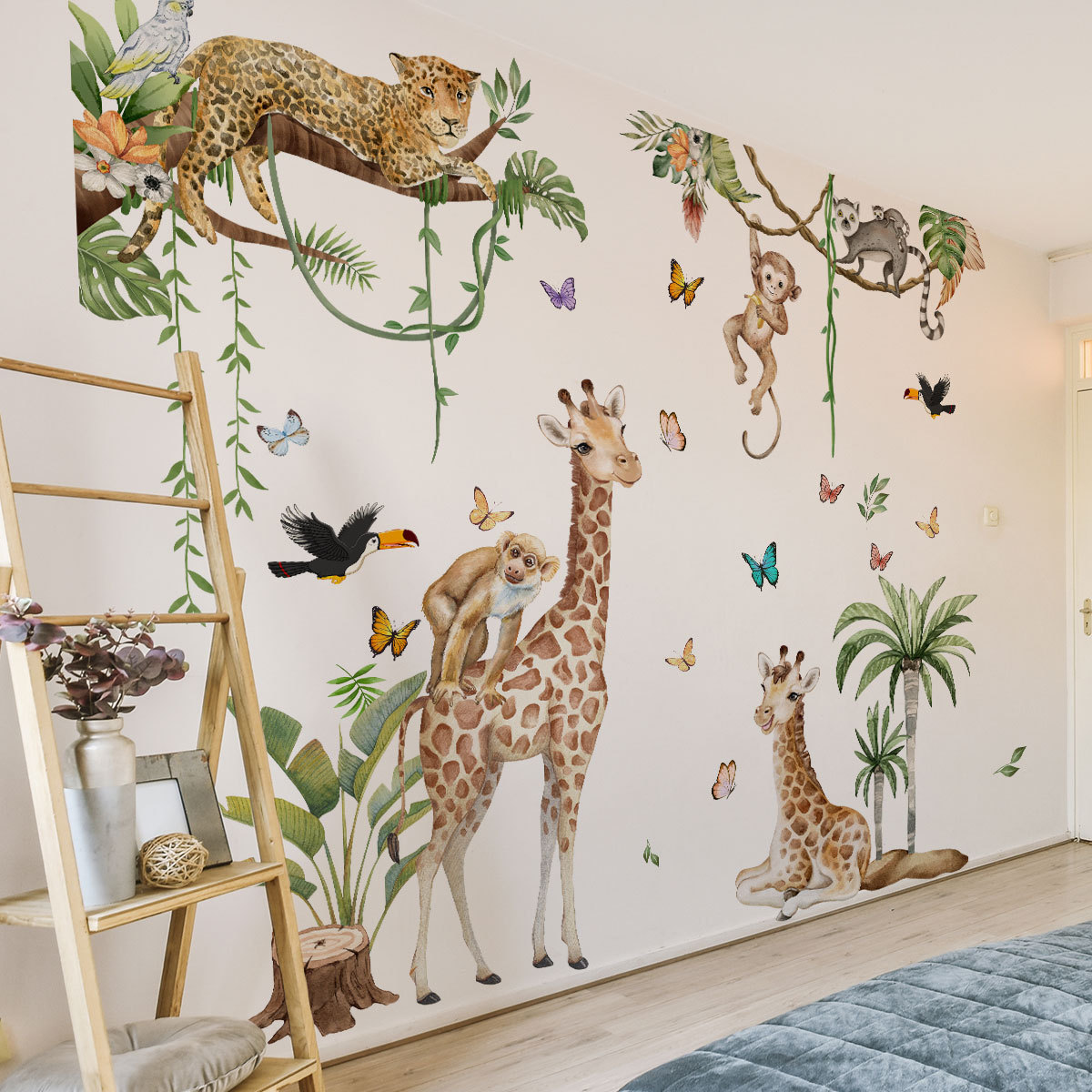 Baby Nursery Jungle Wallpaper - Duże leśne zwierzęta Naklejka ścienna Safari