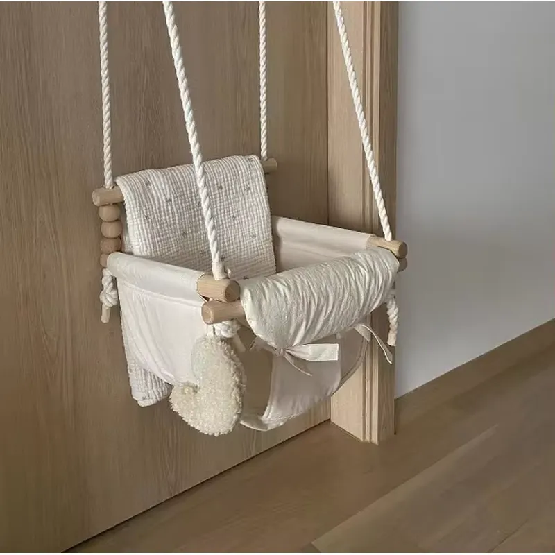 Baby Nursery Rocking Chair - Drewniane wiszące krzesełko bujane dla noworodków,