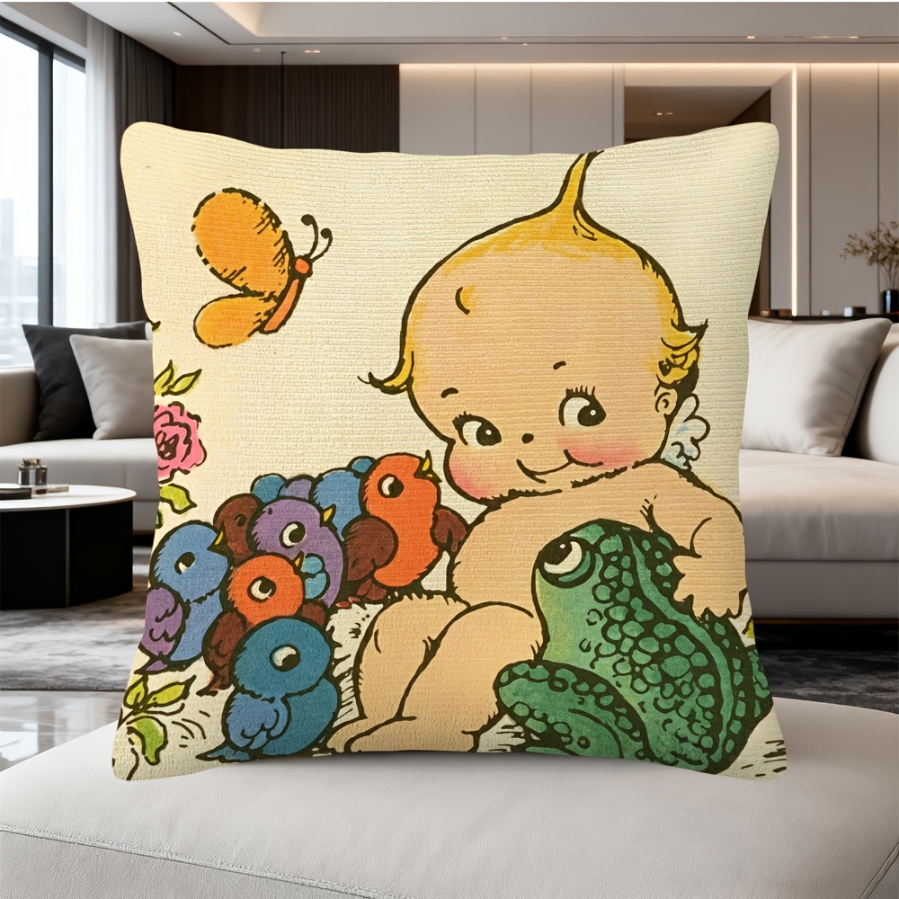 Baby Nursery Cushion - Urocza poszewka na poduszkę z żabą