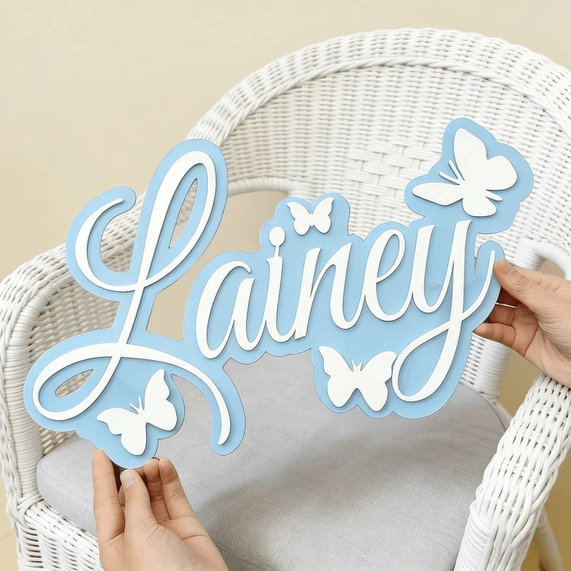 Baby Nursery Kids - Spersonalizowana tabliczka z imieniem dziecka, niebieski