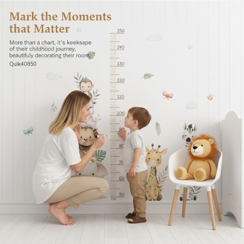 Baby Nursery Jungle Wallpaper - Naklejka z wykresem wzrostu dla dzieci,