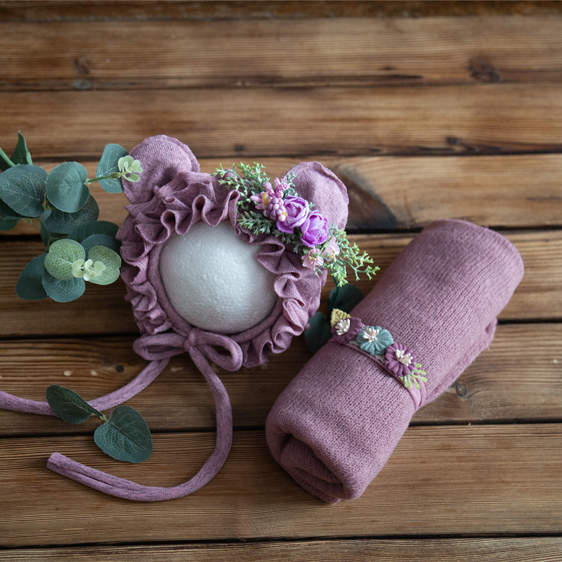 Baby Nursery Set - Noworodek rozciągliwa dzianina moherowa owijka koronkowa