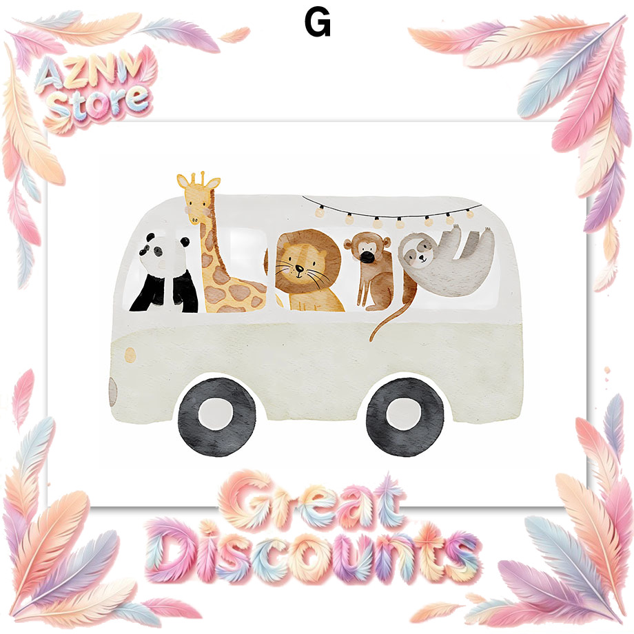 Baby Nursery Kids - Boho Zwierzęta Przyjaciele Słoń Królik Niedźwiedź