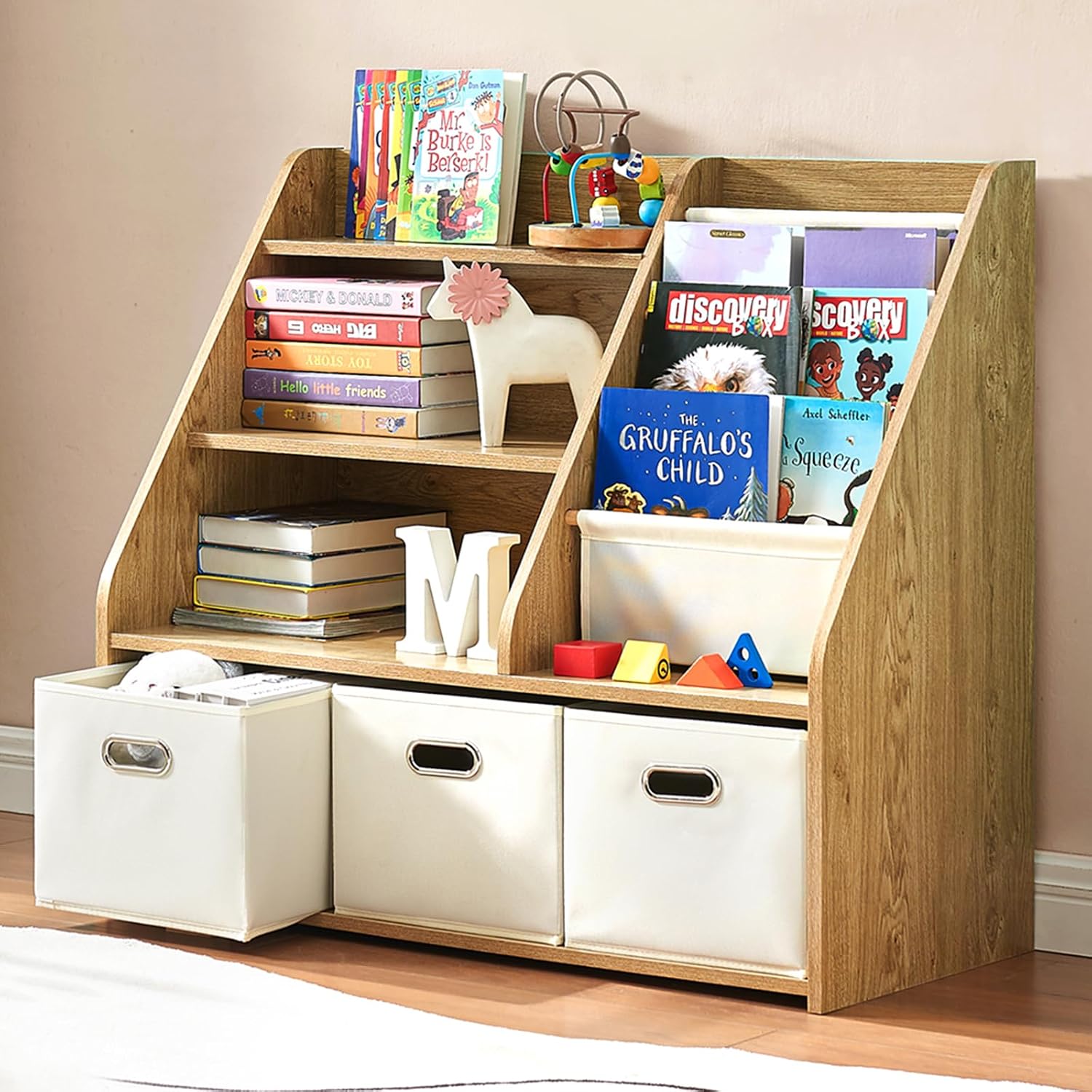 Baby Nursery Bookshelf - Drewniany regał na książki i zabawki