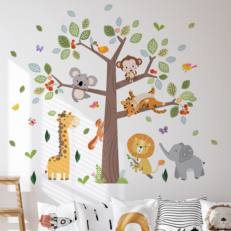 Baby Nursery Jungle Wallpaper - Duża naklejka ścienna z motywem zwierząt