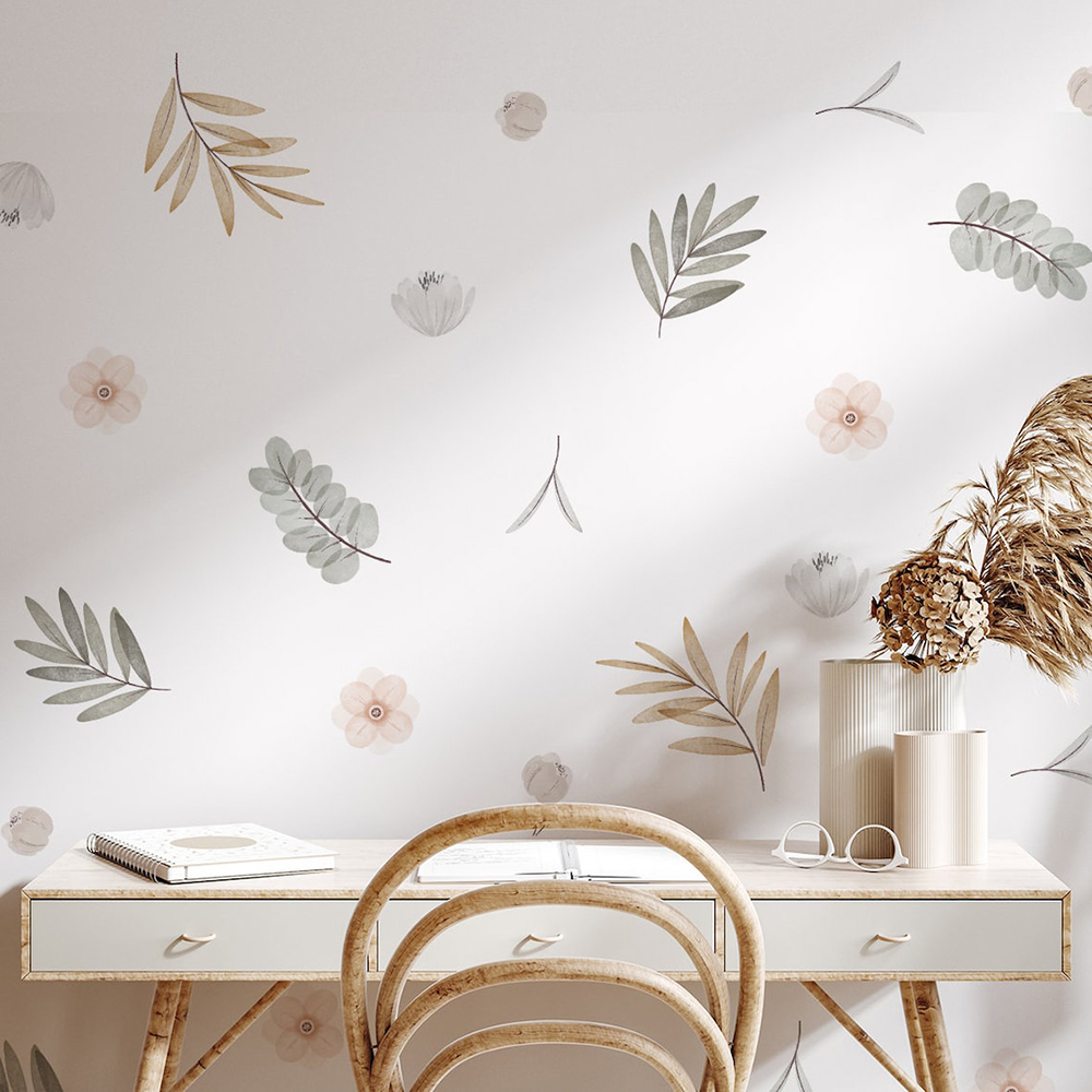 Baby Nursery Murals - Boho Leaves Botanical DIY Naklejki ścienne