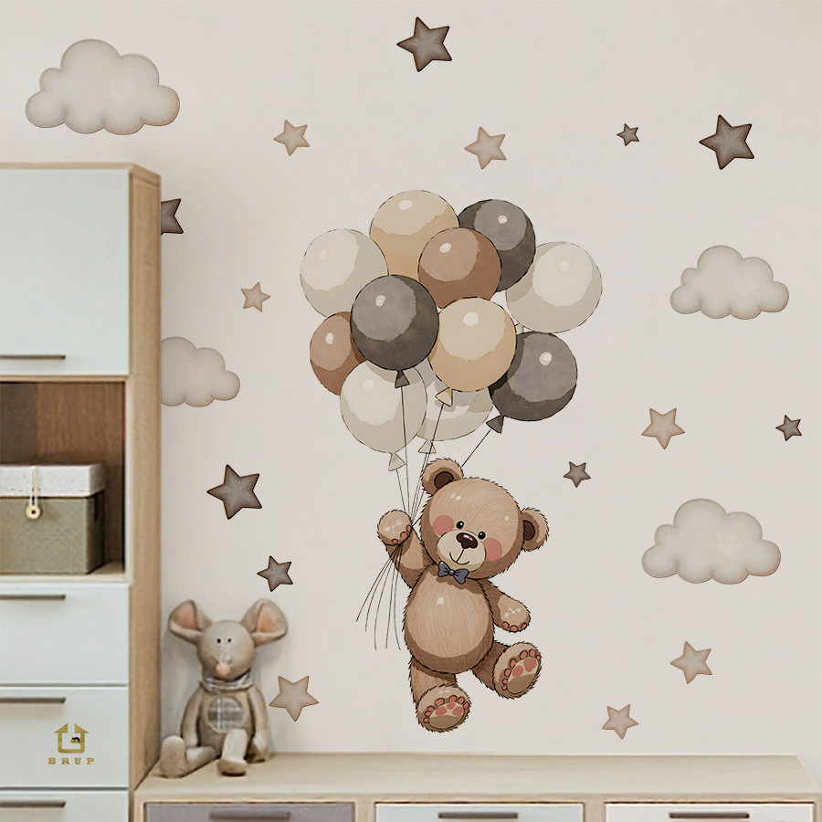 Baby Nursery Decals - Urocze naklejki ścienne z misiami, zdejmowalne