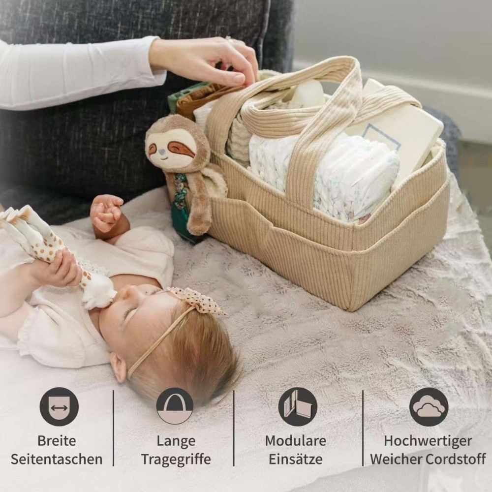 Baby Nursery Bags - Torba z sztruksu o dużej pojemności,