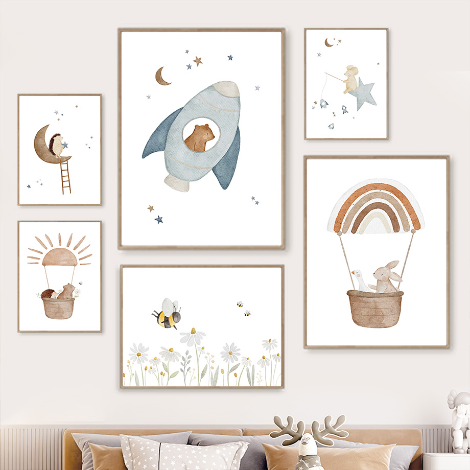 Baby Nursery Murals - Zwierzęta kreskówkowe Mural artystyczny ścienny królik