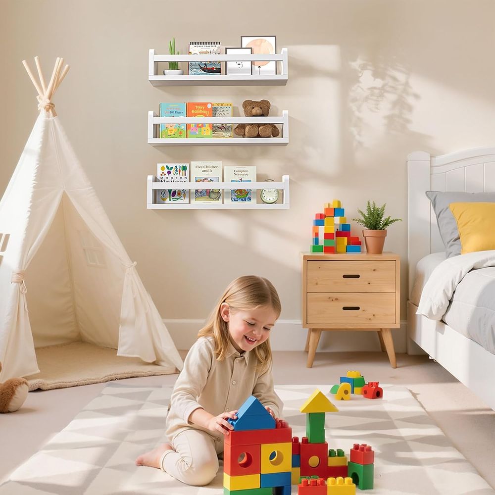 Biały drewniany zestaw regałów – Baby Nursery Bookshelf recenzja i cena