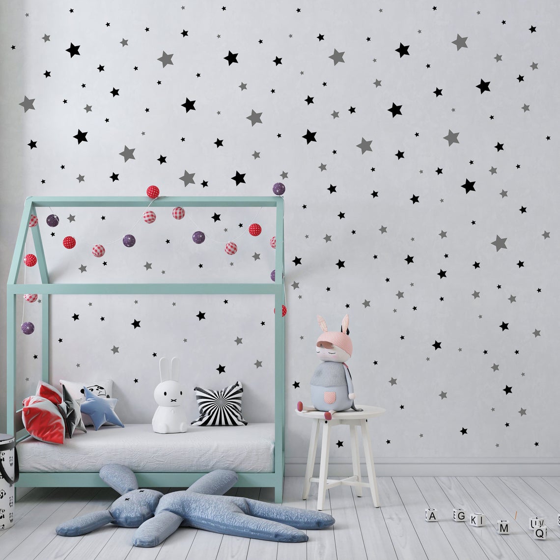 Cartoon 65Pcs Star Wall Sticke – Baby Nursery Decals recenzja i cena