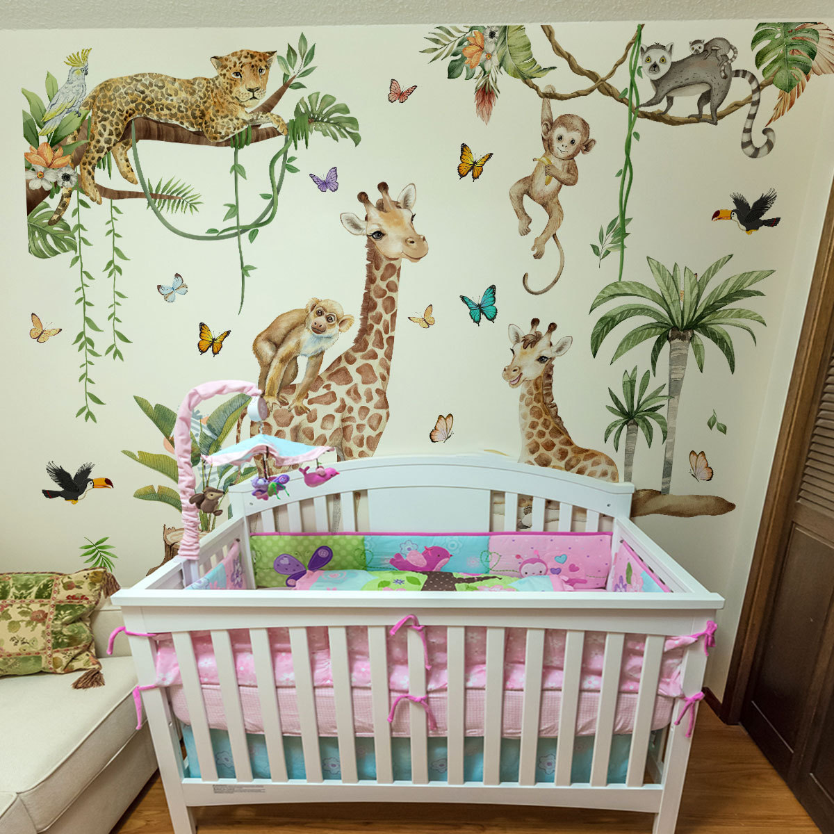 Duże leśne zwierzęta Naklejka  – Baby Nursery Jungle Wallpaper recenzja i cena