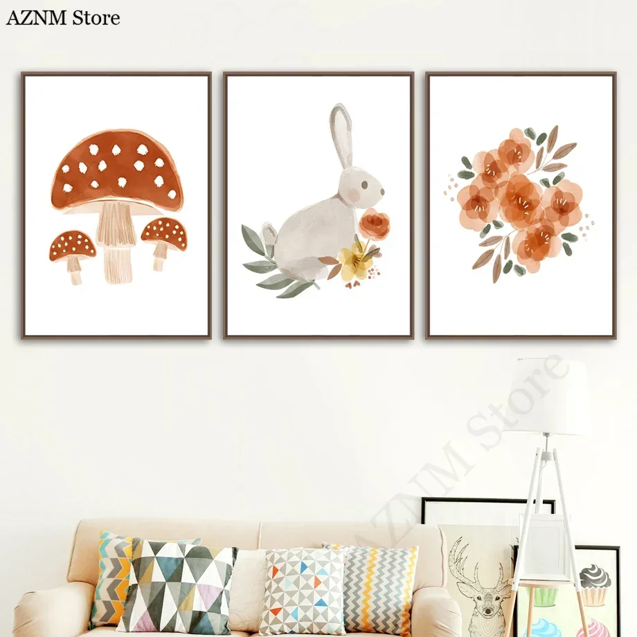 Akwarelowe Kwiaty Królik Ptak  – Baby Nursery Murals recenzja i cena