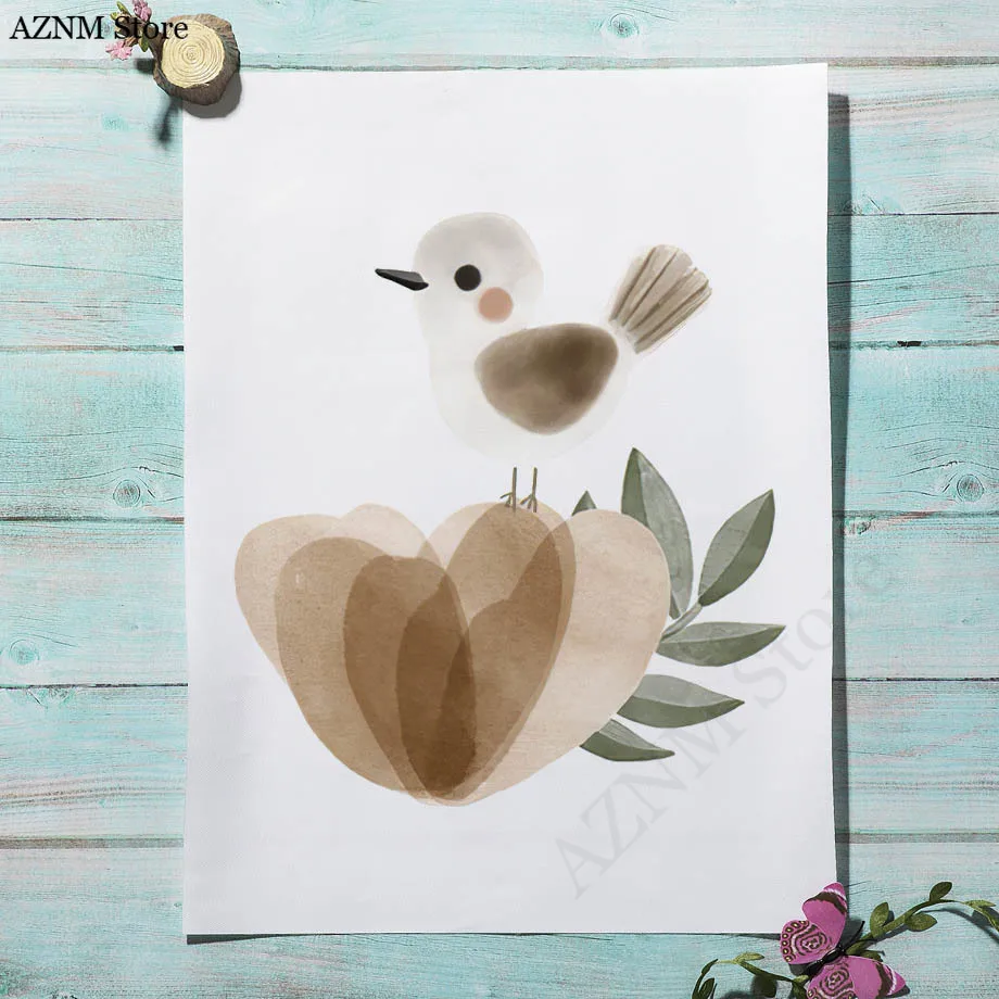 Akwarelowe Kwiaty Królik Ptak  – Baby Nursery Murals recenzja i cena