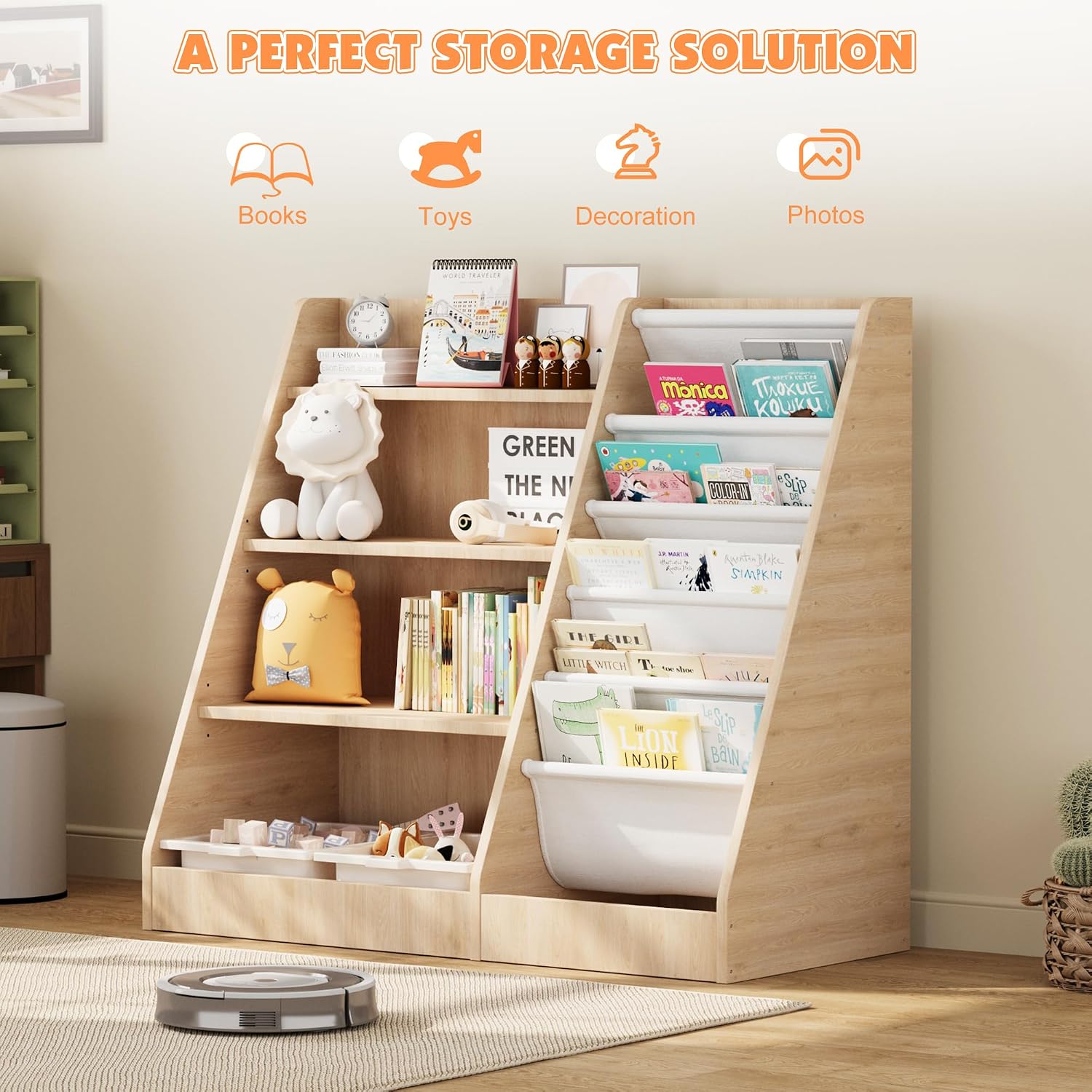 4-poziomowy drewniany regał na – Baby Nursery Bookshelf recenzja i cena