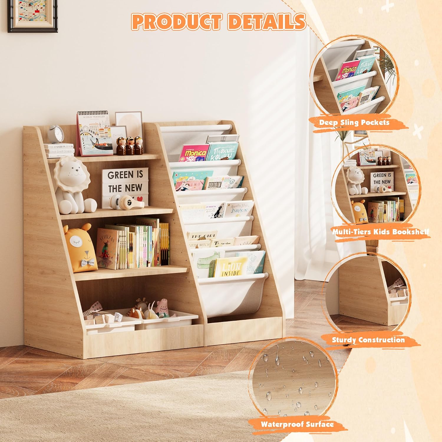 4-poziomowy drewniany regał na – Baby Nursery Bookshelf recenzja i cena