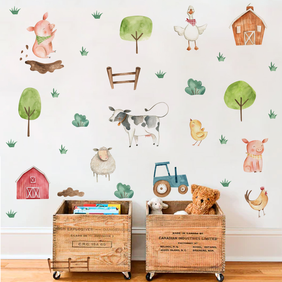 Boho Watercolor Cute Farm Anim – Baby Nursery Decals recenzja i cena