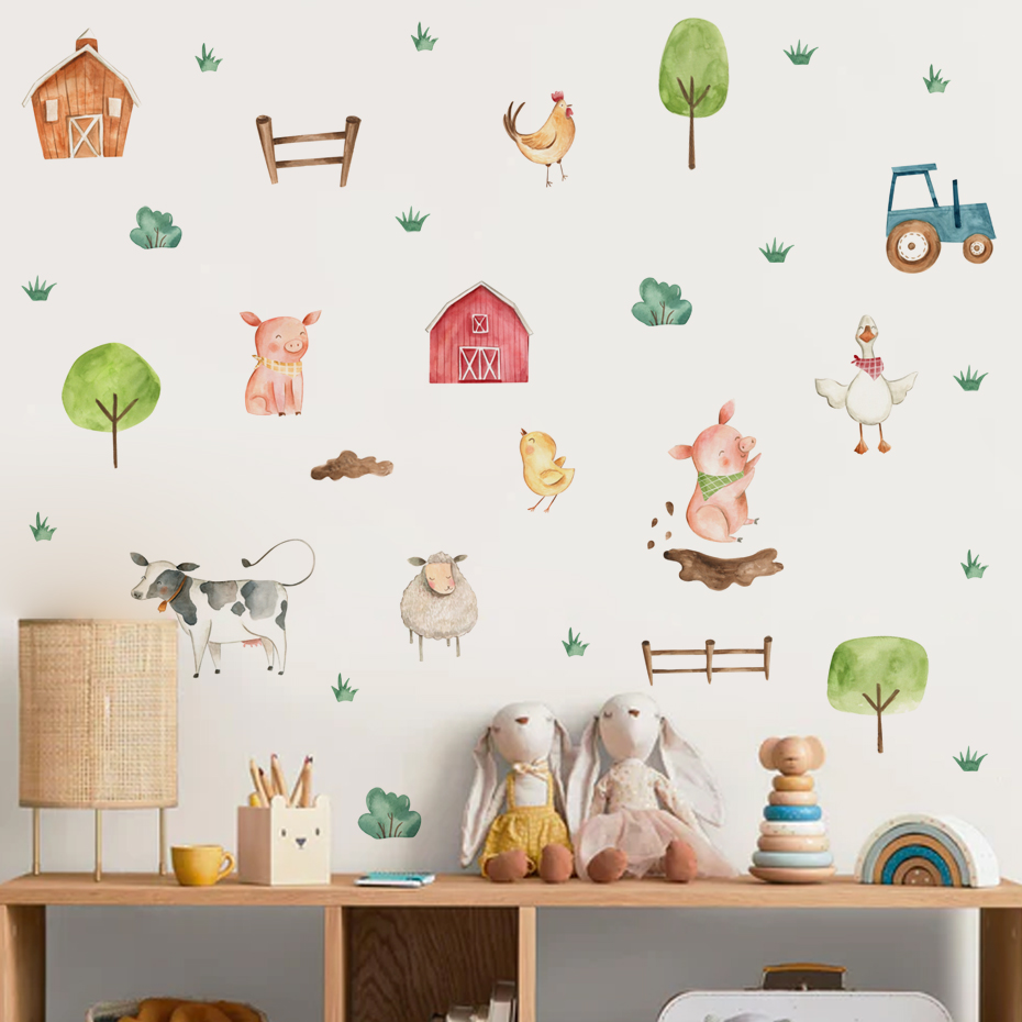 Boho Watercolor Cute Farm Anim – Baby Nursery Decals recenzja i cena