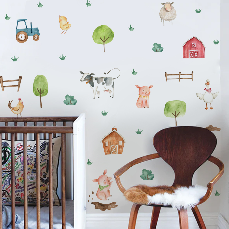 Boho Watercolor Cute Farm Anim – Baby Nursery Decals recenzja i cena