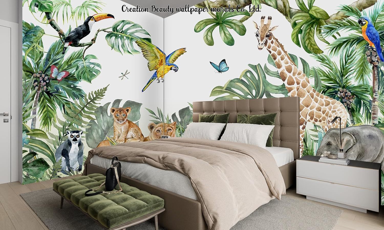 Tapeta Akwarelowe Zwierzęta z  – Baby Nursery Jungle Wallpaper recenzja i cena