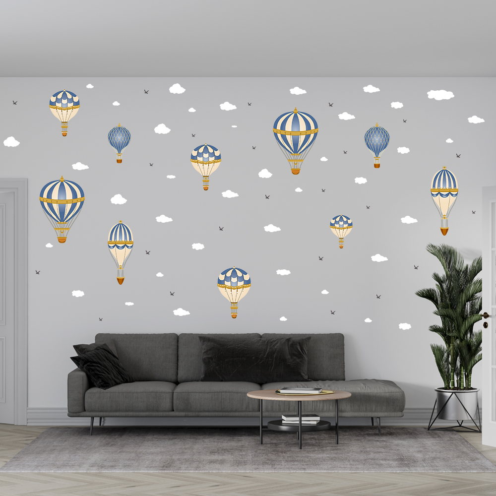 Cartoon Hot Air Balloon Clouds – Baby Nursery Murals recenzja i cena