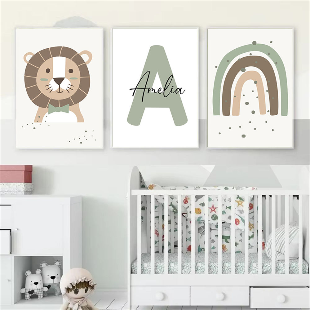 Obraz na płótnie z lwem, plaka – Baby Nursery Green recenzja i cena