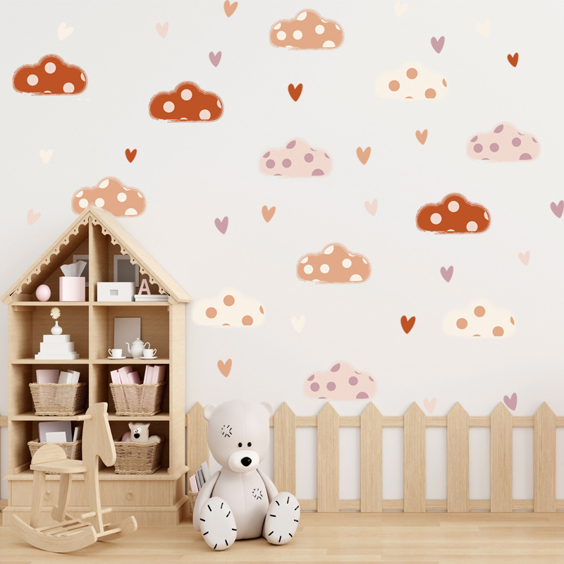 Boho Style Clouds Heart Shape  – Baby Nursery Murals recenzja i cena