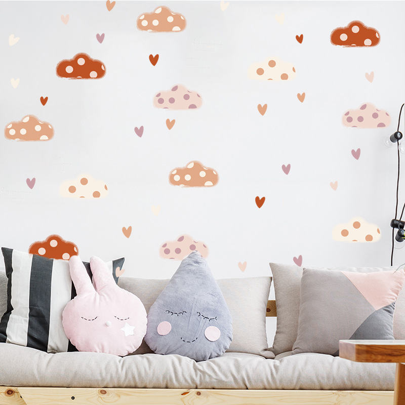Boho Style Clouds Heart Shape  – Baby Nursery Murals recenzja i cena