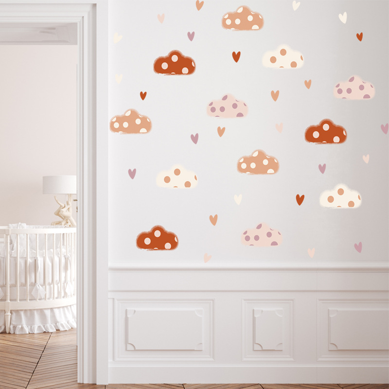 Boho Style Clouds Heart Shape  – Baby Nursery Murals recenzja i cena