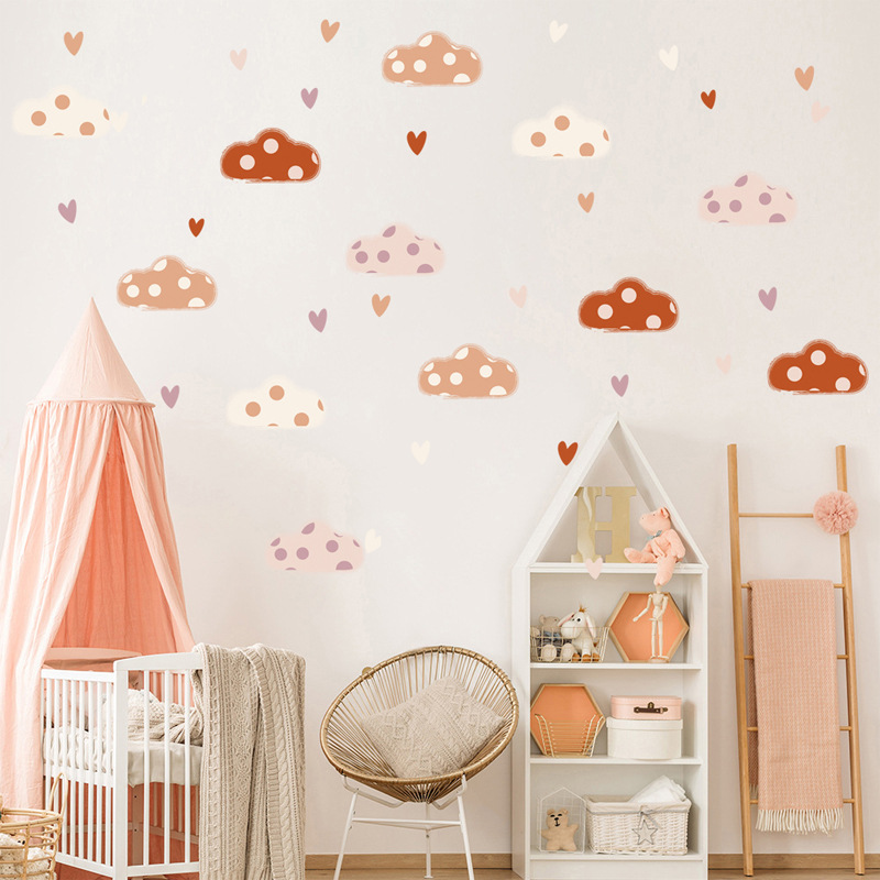 Boho Style Clouds Heart Shape  – Baby Nursery Murals recenzja i cena