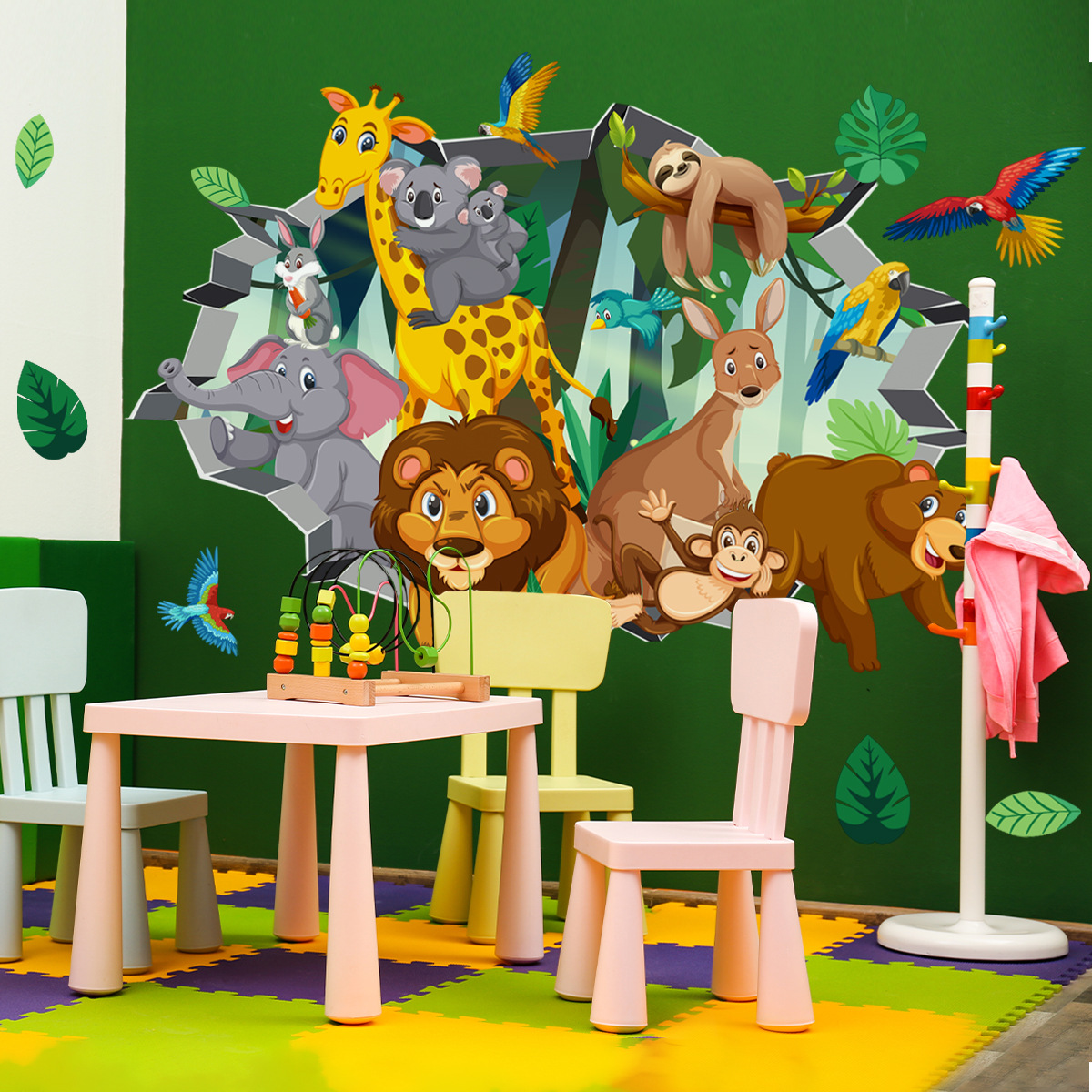 Złamana ściana Śliczna naklejk – Baby Nursery Jungle Wallpaper recenzja i cena
