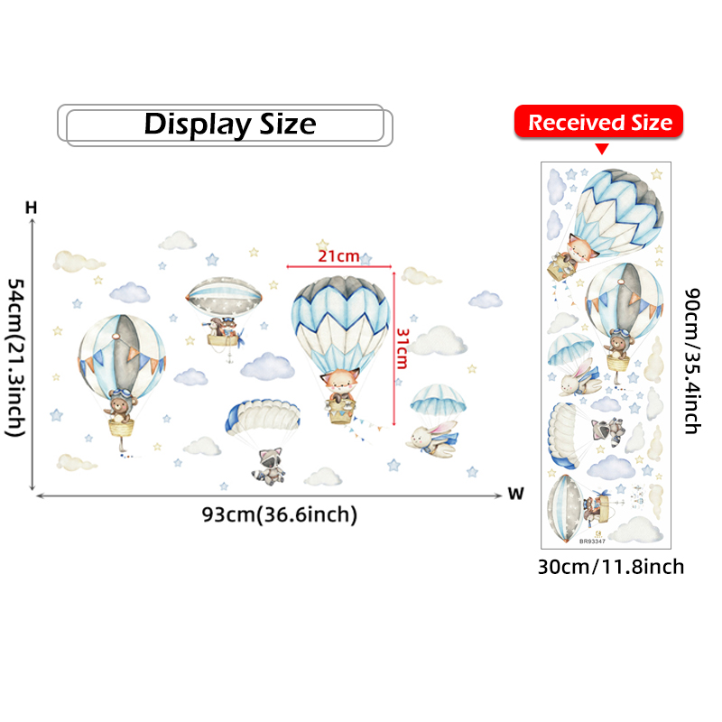 Cartoon Cute Animals Hot Air B – Baby Nursery Decals recenzja i cena