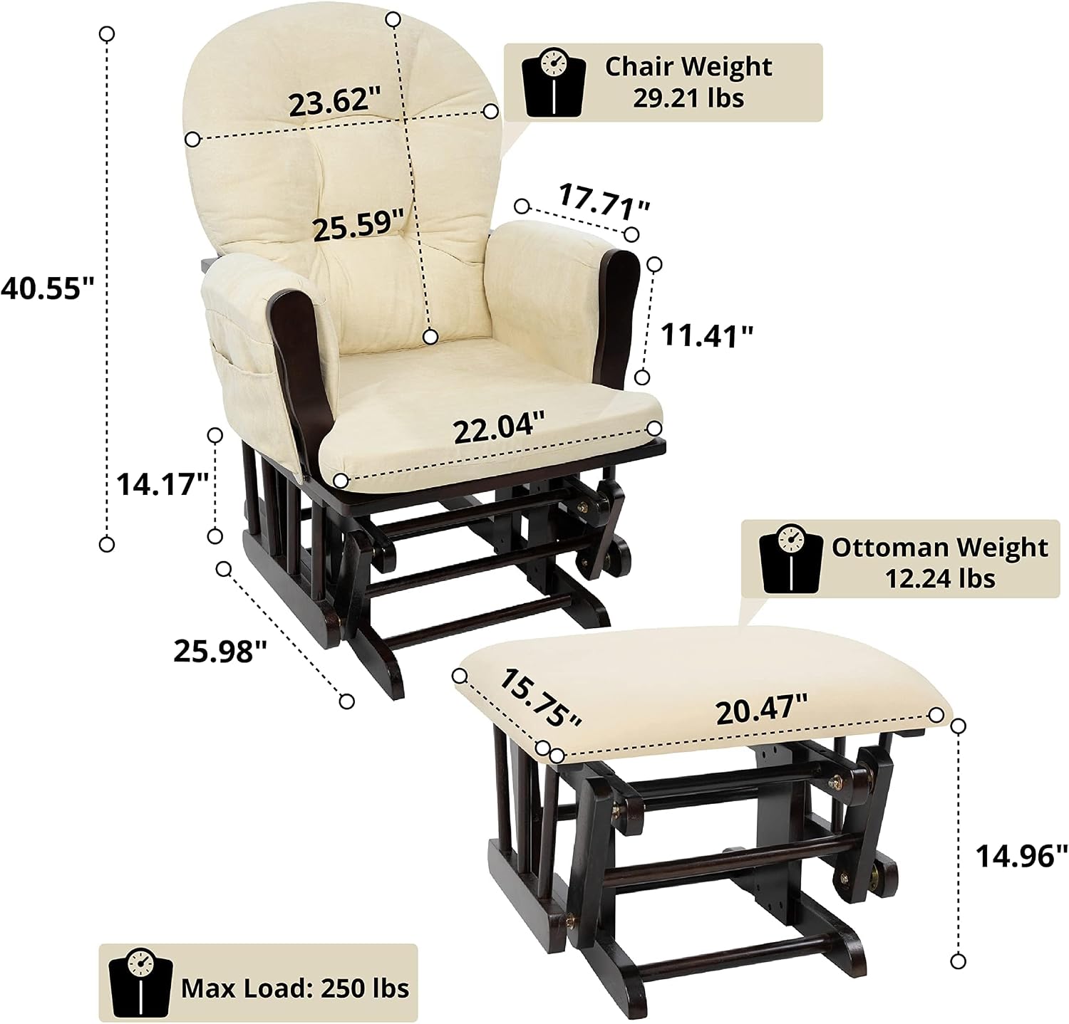 Wyściełane krzesło bujane do w – Baby Nursery Rocking Chair recenzja i cena