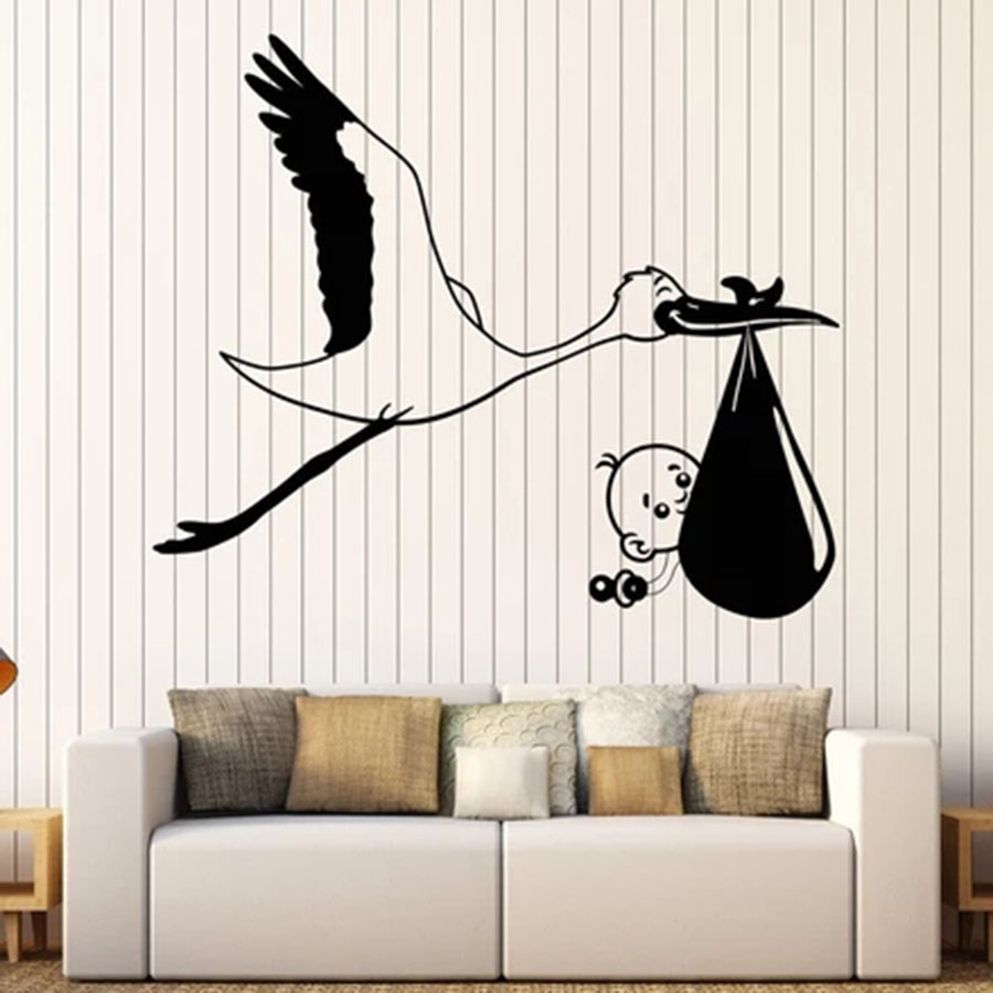 Naklejka ścienna bocian dzieck – Baby Nursery Murals recenzja i cena