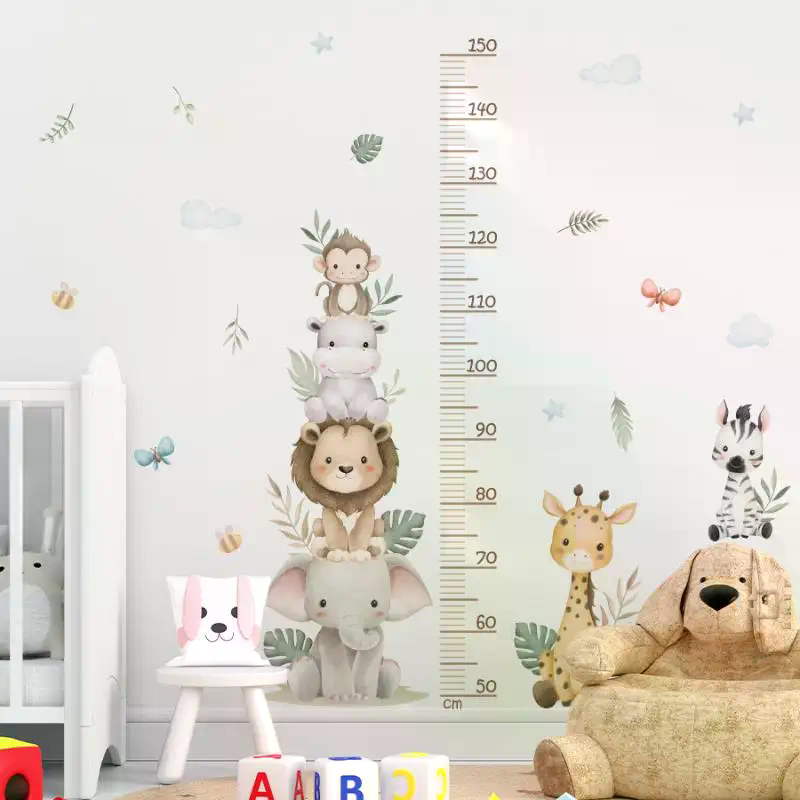 Naklejka z miernikiem wzrostu  – Baby Nursery Jungle Wallpaper recenzja i cena