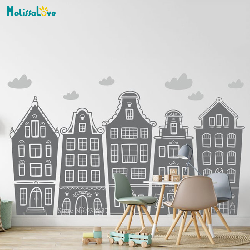Skandynawskie domy i chmury na – Baby Nursery Decals recenzja i cena