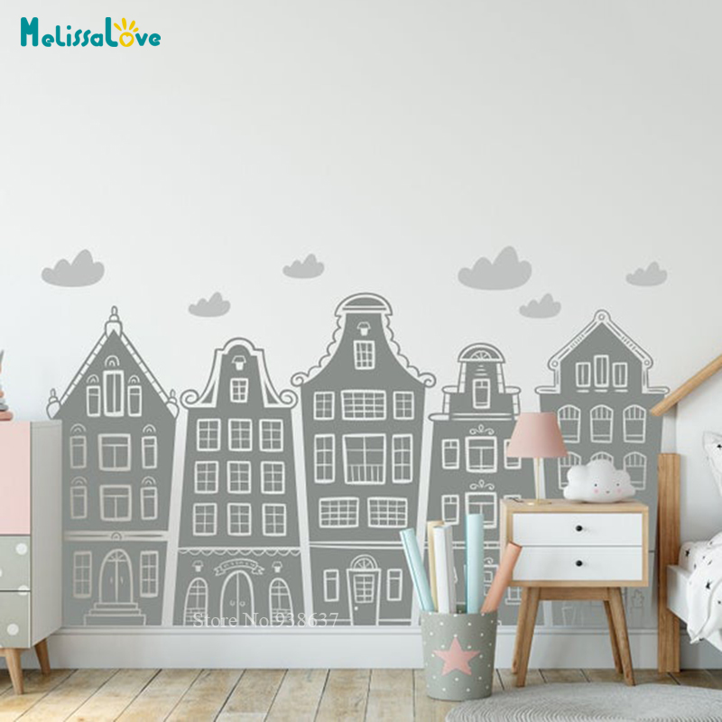 Skandynawskie domy i chmury na – Baby Nursery Decals recenzja i cena