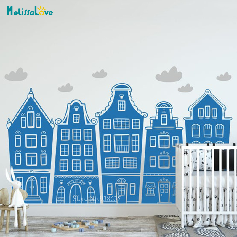 Skandynawskie domy i chmury na – Baby Nursery Decals recenzja i cena