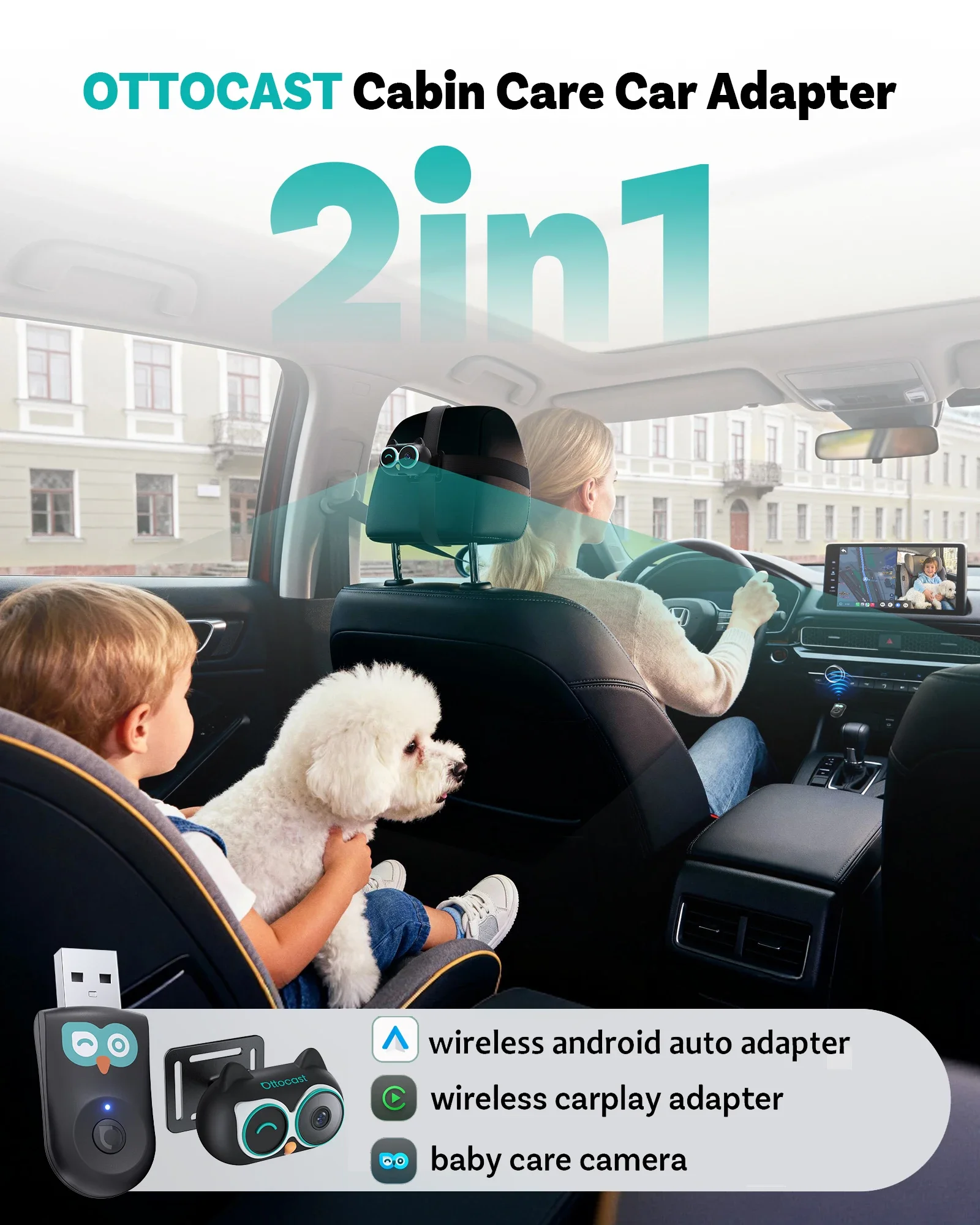 Adapter bezprzewodowy OTTOCAST – Baby Monitor Split Screen recenzja i cena