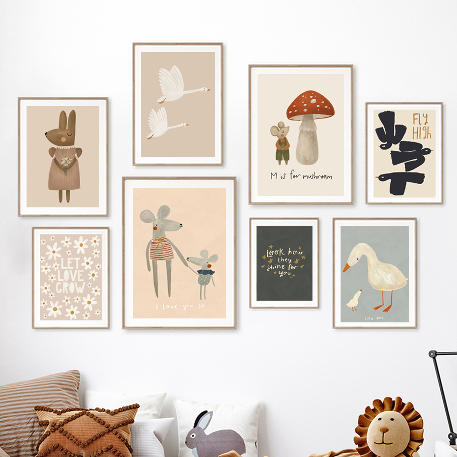 Boho Cartoon Rabbit Mouse Goos – Baby Nursery Needs recenzja i cena