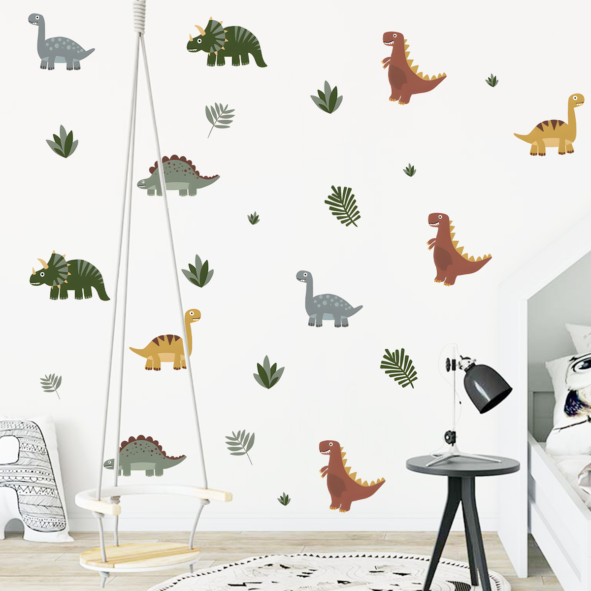 Cartoon Cute Dinosaur Leaf Ani – Baby Nursery Decals recenzja i cena